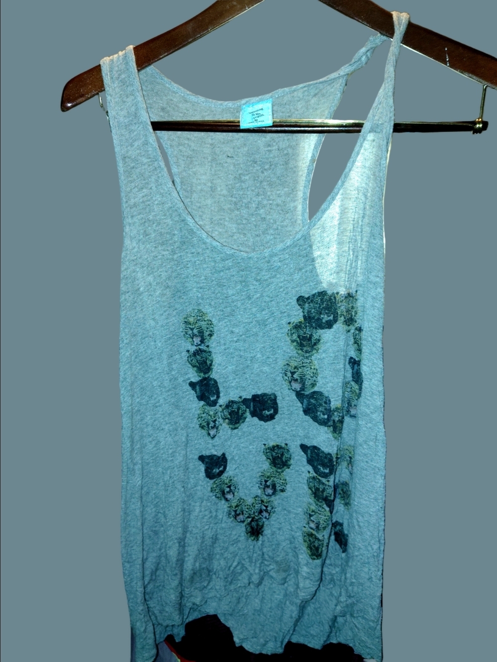 h.i.p. Light Gray Floral Heart Tank Top